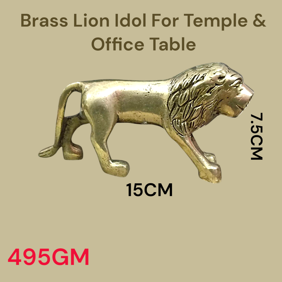 Brass Lion Statue for Office Decor and Vastu
