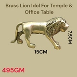 Brass Lion Statue for Office Decor and Vastu