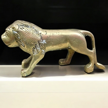 Brass Lion Statue for Office Decor and Vastu
