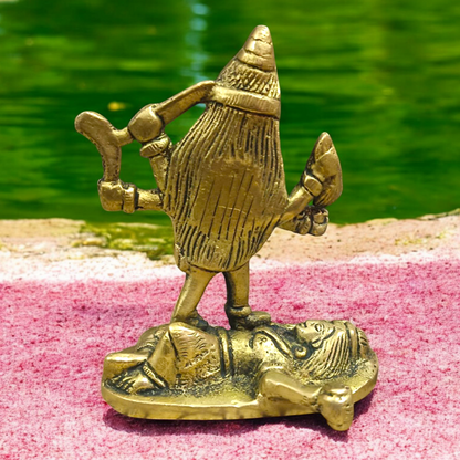 Brass Maa Kali Idol, a powerful depiction of Goddess Kali with intricate details, designed for spiritual worship and protection.