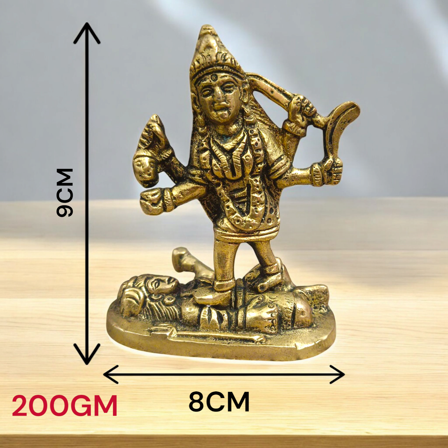 Brass Maa Kali Idol, a powerful depiction of Goddess Kali with intricate details, designed for spiritual worship and protection.