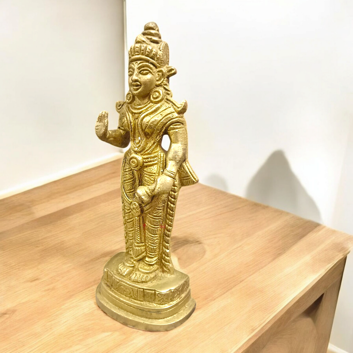 Brass Mata Lakshmi Idol, depicting Goddess Lakshmi in a serene and graceful pose, made from high-quality brass with intricate detailing.

