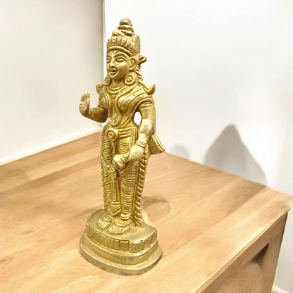 Brass Mata Lakshmi Idol, depicting Goddess Lakshmi in a serene and graceful pose, made from high-quality brass with intricate detailing.

