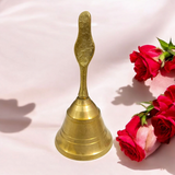 Brass Pooja Bell featuring a Garuda design, perfect for spiritual practices and temple use.