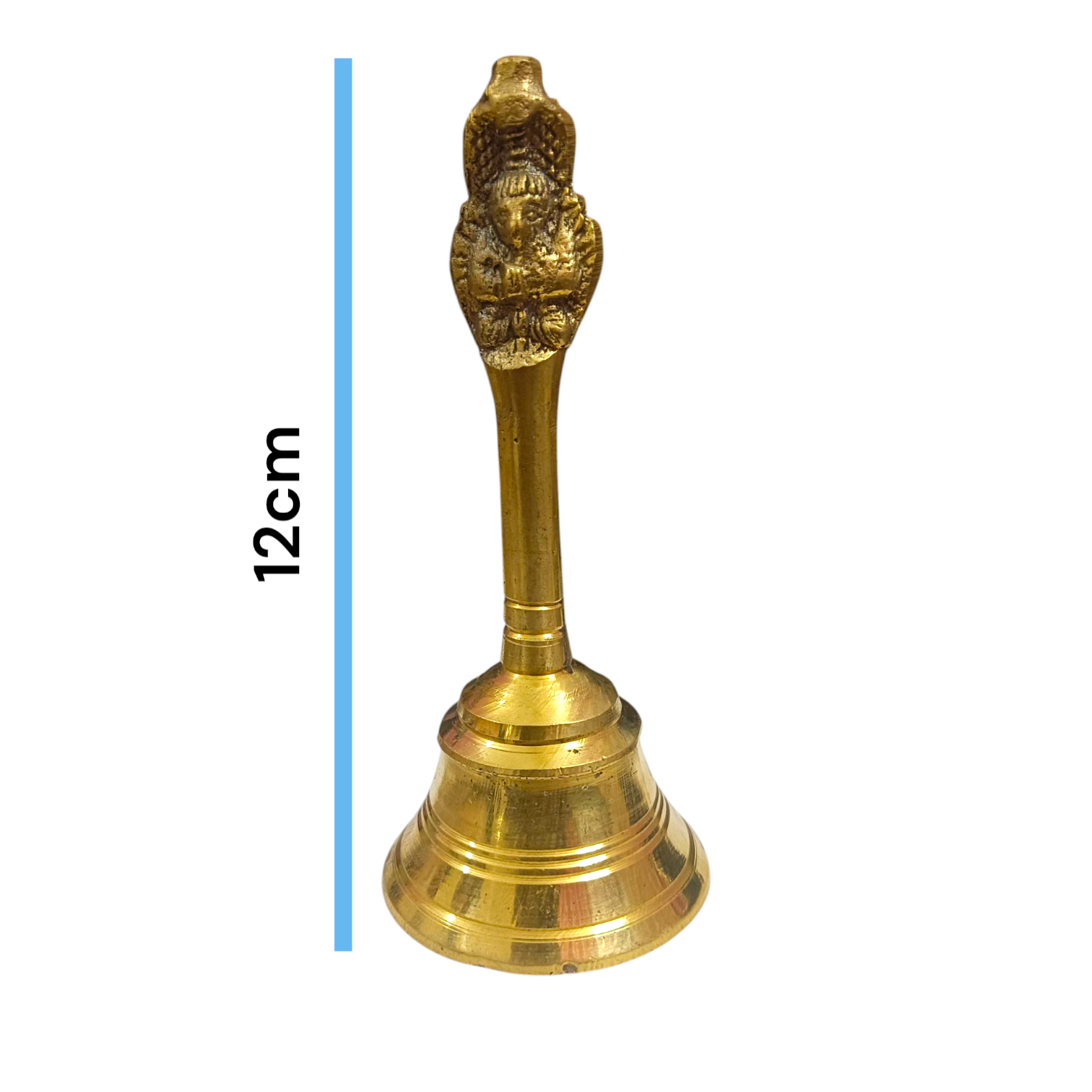  Brass Pooja Bell with a traditional design, perfect for use during temple or home pooja ceremonies.