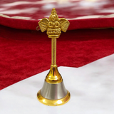 Brass Puja Bell with Garud design, perfect for spiritual rituals, pooja, and temple ceremonies.

