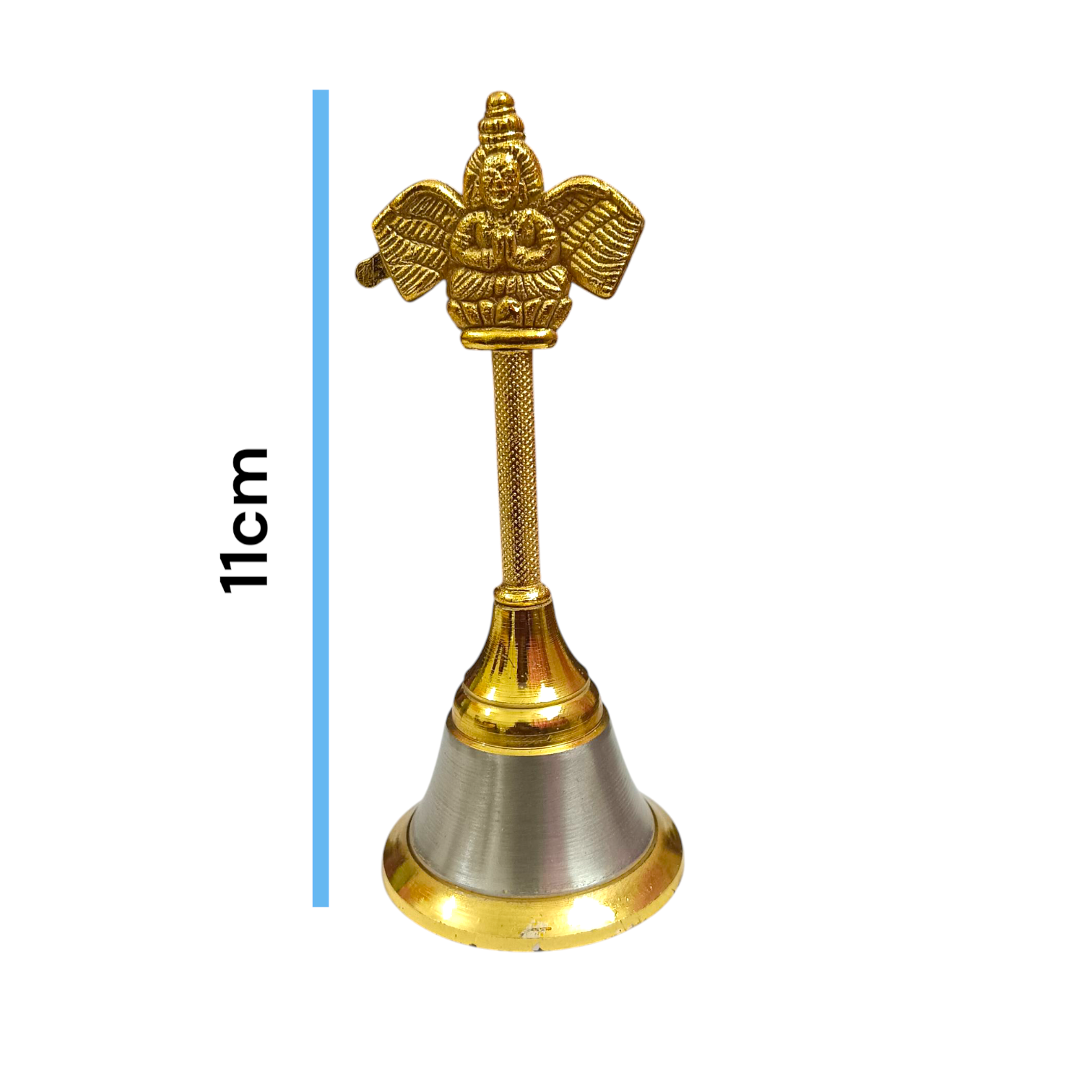 Brass Puja Bell with Garud design, perfect for spiritual rituals, pooja, and temple ceremonies.

