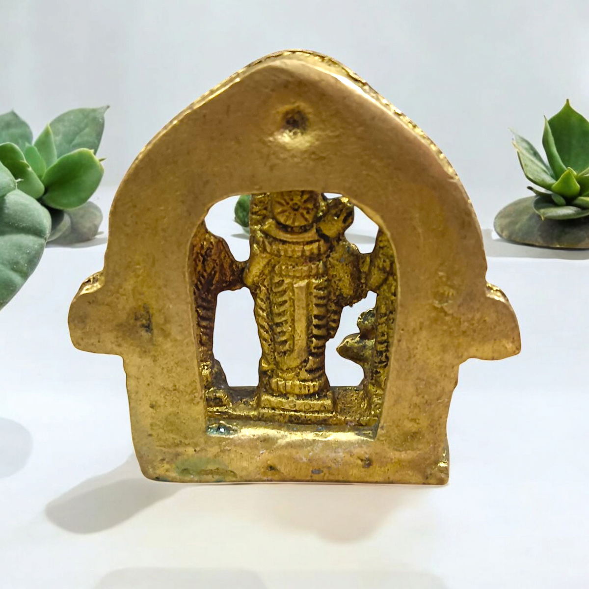 Brass Ram Darbar Murti featuring Lord Ram, Sita, Lakshman, and Hanuman, intricately designed for home worship and spiritual blessings.