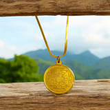 Brass Sai Baba Kawach pendant with chain, offering divine protection and blessings for the wearer, symbolizing faith and devotion.
