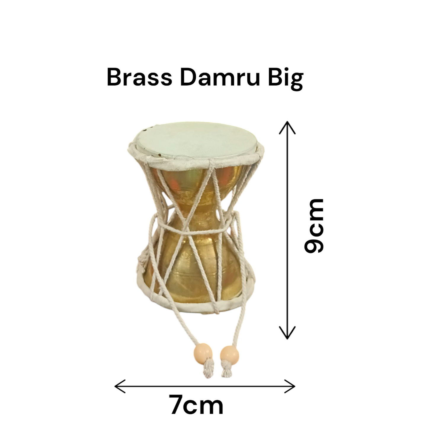 Brass Shiv Ji Damru used in spiritual rituals and Shiv Puja, handcrafted with premium quality brass
