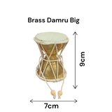 Brass Shiv Ji Damru used in spiritual rituals and Shiv Puja, handcrafted with premium quality brass