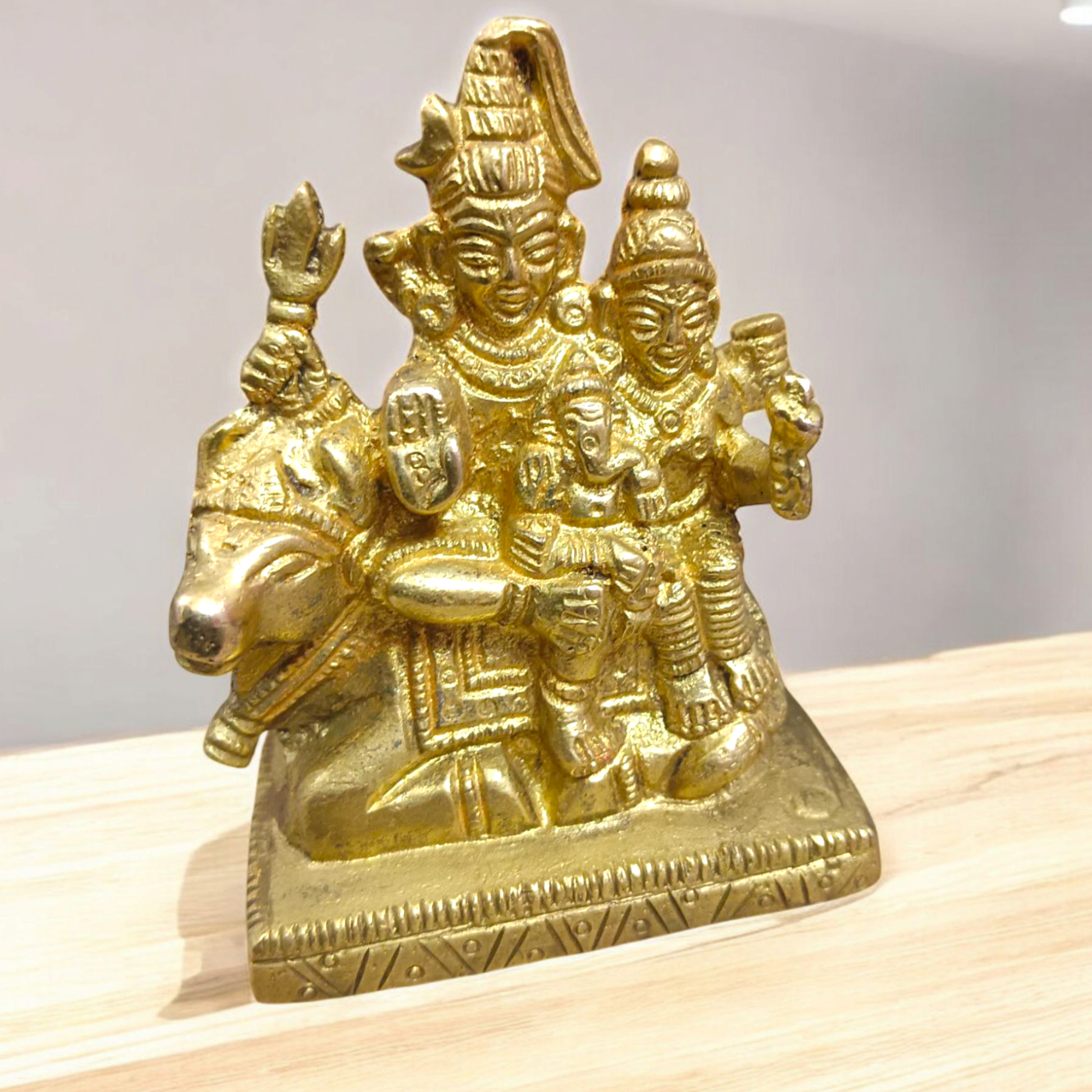 Brass Shiv Parivar | Shiv Parvati Ganesh Idol showcasing Lord Shiva, Goddess Parvati, and Lord Ganesha, intricately designed in high-quality brass.
