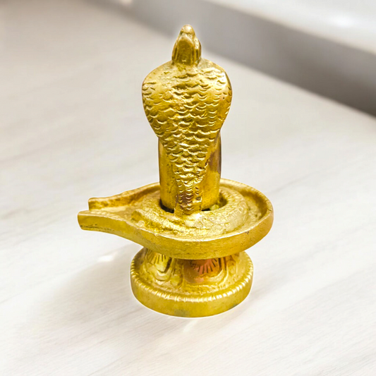 Brass Shivling with Sheshnaag for Spiritual Worship and Home Decor