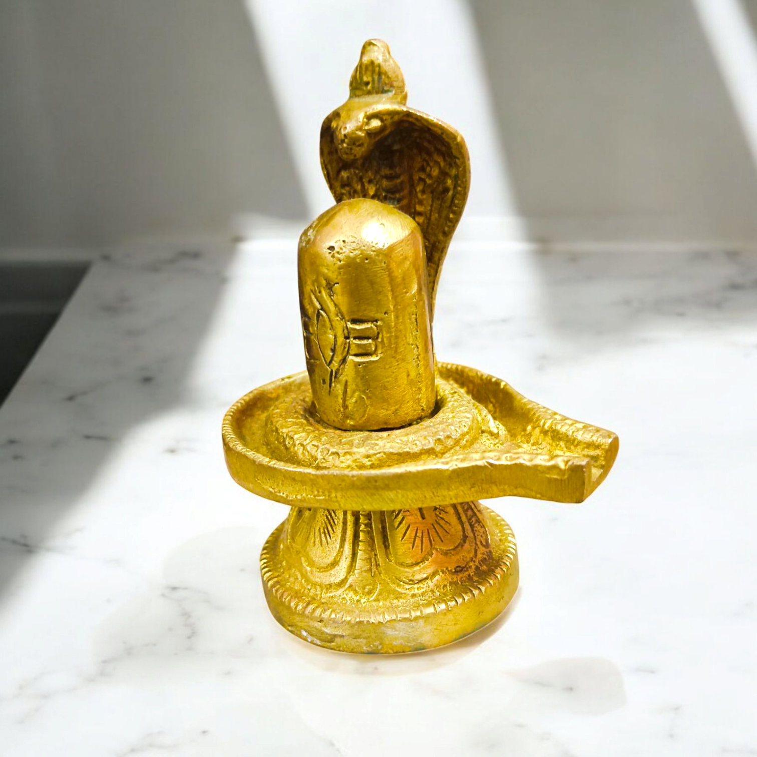 Brass Shivling with Sheshnaag for Spiritual Worship and Home Decor