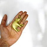 Brass elephant statue symbolizing wisdom, success, and prosperity, intricately crafted for office decor.