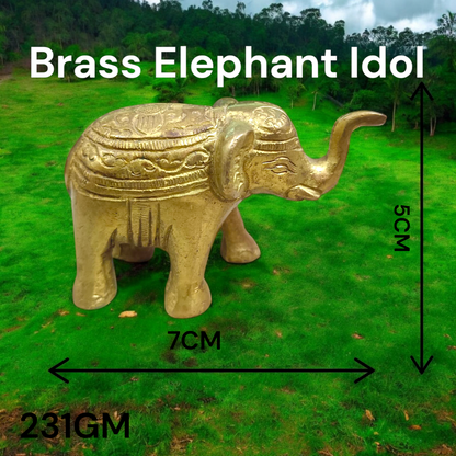 Brass elephant statue symbolizing wisdom, success, and prosperity, intricately crafted for office decor.