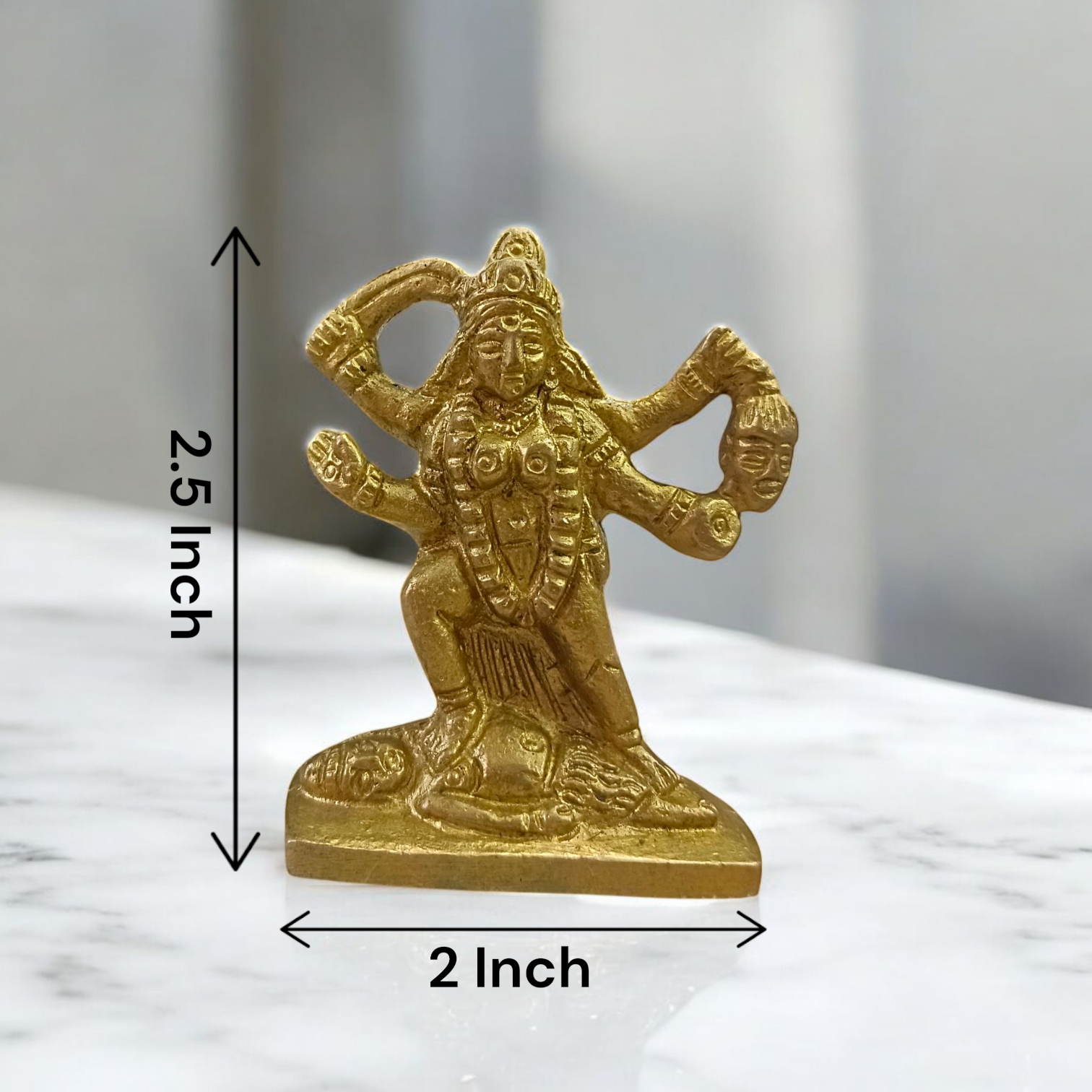 Brass idol of Goddess Kali in traditional fierce form, ideal for worship, spiritual rituals, and protection in home or temple
