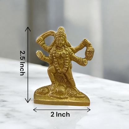Brass idol of Goddess Kali in traditional fierce form, ideal for worship, spiritual rituals, and protection in home or temple