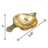 Brass oil lamp (Brass Jyot) designed for pooja rituals, showcasing a steady flame with a traditional and elegant design.