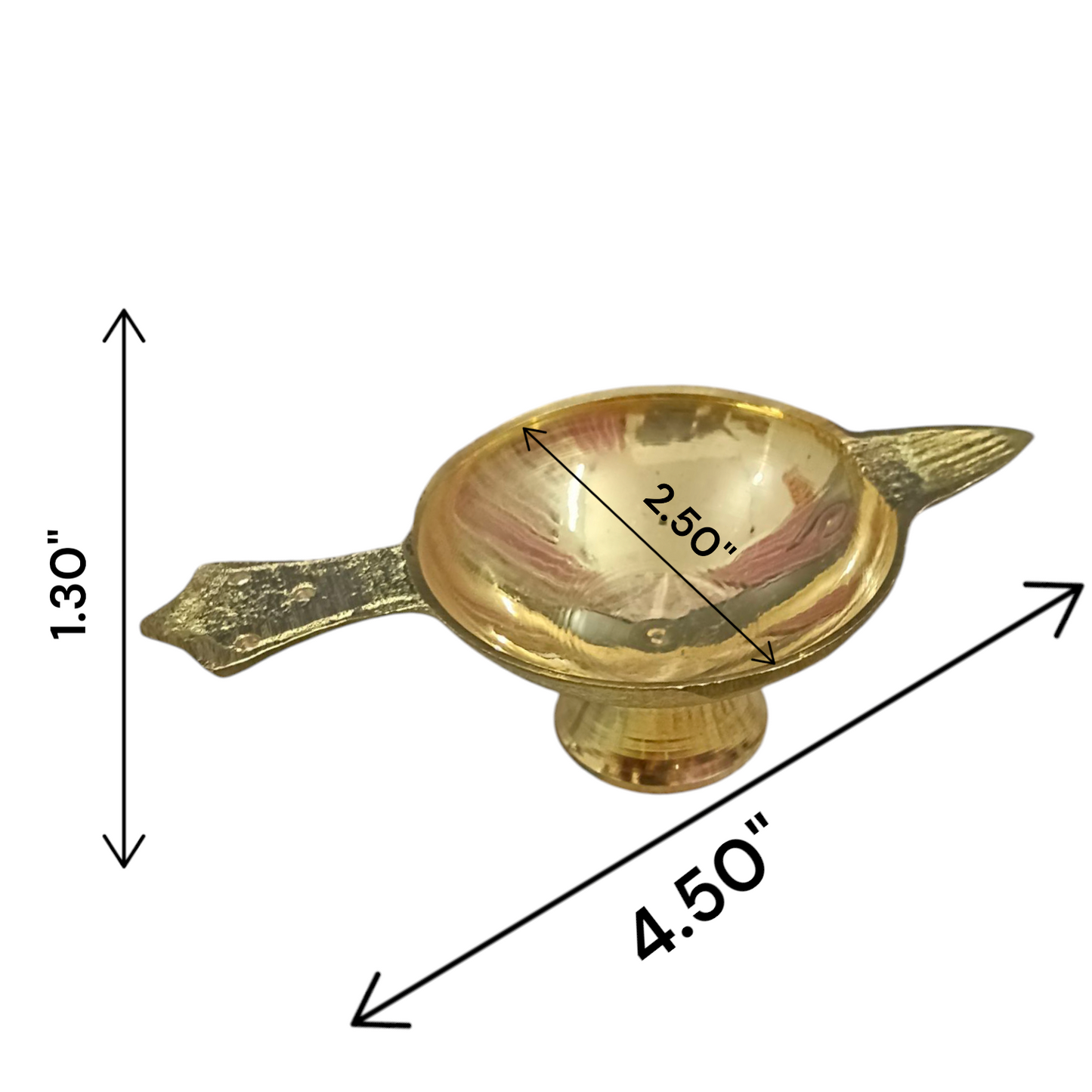 Brass oil lamp (Brass Jyot) designed for pooja rituals, showcasing a steady flame with a traditional and elegant design.