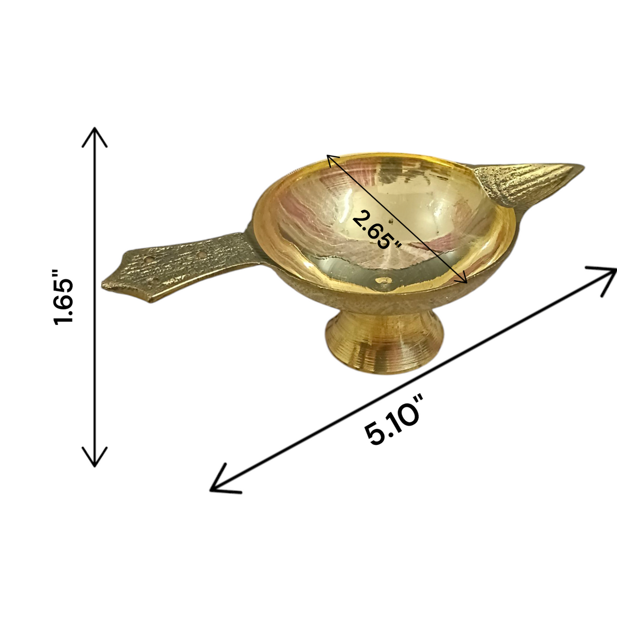 Brass oil lamp (Brass Jyot) designed for pooja rituals, showcasing a steady flame with a traditional and elegant design.