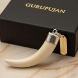 Shukar Dant Silver Cap Pendant | Wild Boar Teeth for Protection & Attraction