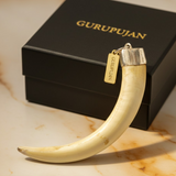 Shukar Dant Silver Cap Pendant | Wild Boar Teeth for Protection & Attraction