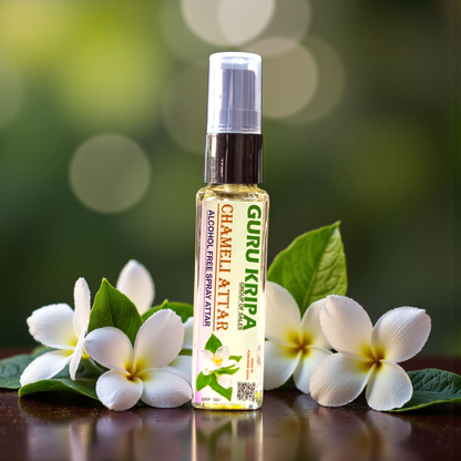 Chameli Spray Attar 25ML, made with pure jasmine essence, offering an alcohol-free, calming floral fragrance ideal for Hanuman Ji worship and spiritual practices