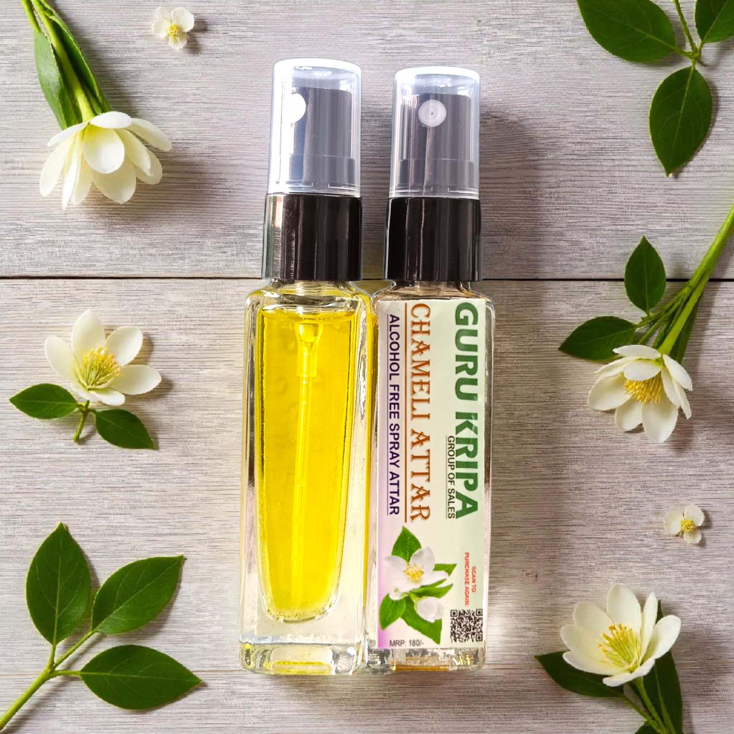 Chameli Spray Attar 25ML, made with pure jasmine essence, offering an alcohol-free, calming floral fragrance ideal for Hanuman Ji worship and spiritual practices