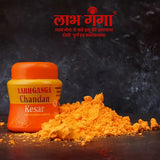 Chandan Kesar Kumkum Set of 2, ideal for daily puja, tilak, and writing Vedic yantras, made with pure sandalwood and saffron to enhance spiritual rituals.