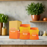 Chandan Kesar Kumkum Set of 2, ideal for daily puja, tilak, and writing Vedic yantras, made with pure sandalwood and saffron to enhance spiritual rituals.