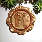 Charan Paduka In Copper With Plate | Bhagwan Ji Ke Charan | Pure Copper Made 7 CM