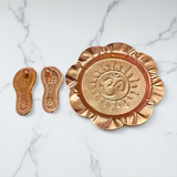 Charan Paduka In Copper With Plate | Bhagwan Ji Ke Charan | Pure Copper Made 7 CM