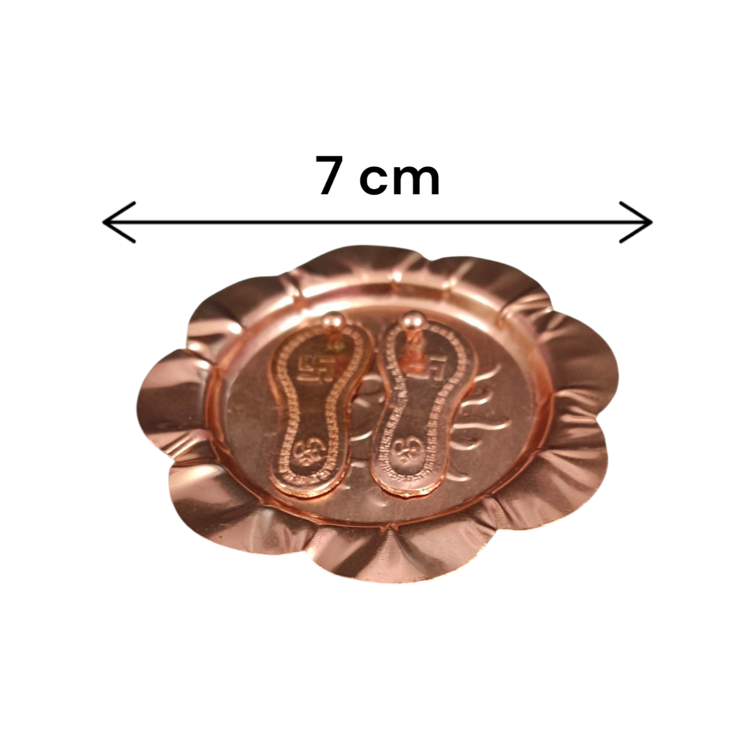 Charan Paduka In Copper With Plate | Bhagwan Ji Ke Charan | Pure Copper Made 7 CM