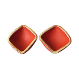 Charmukhi Deepak Charmukhi Diya Set of 2 made from 100% soil, painted in red, used for spiritual rituals and pujas