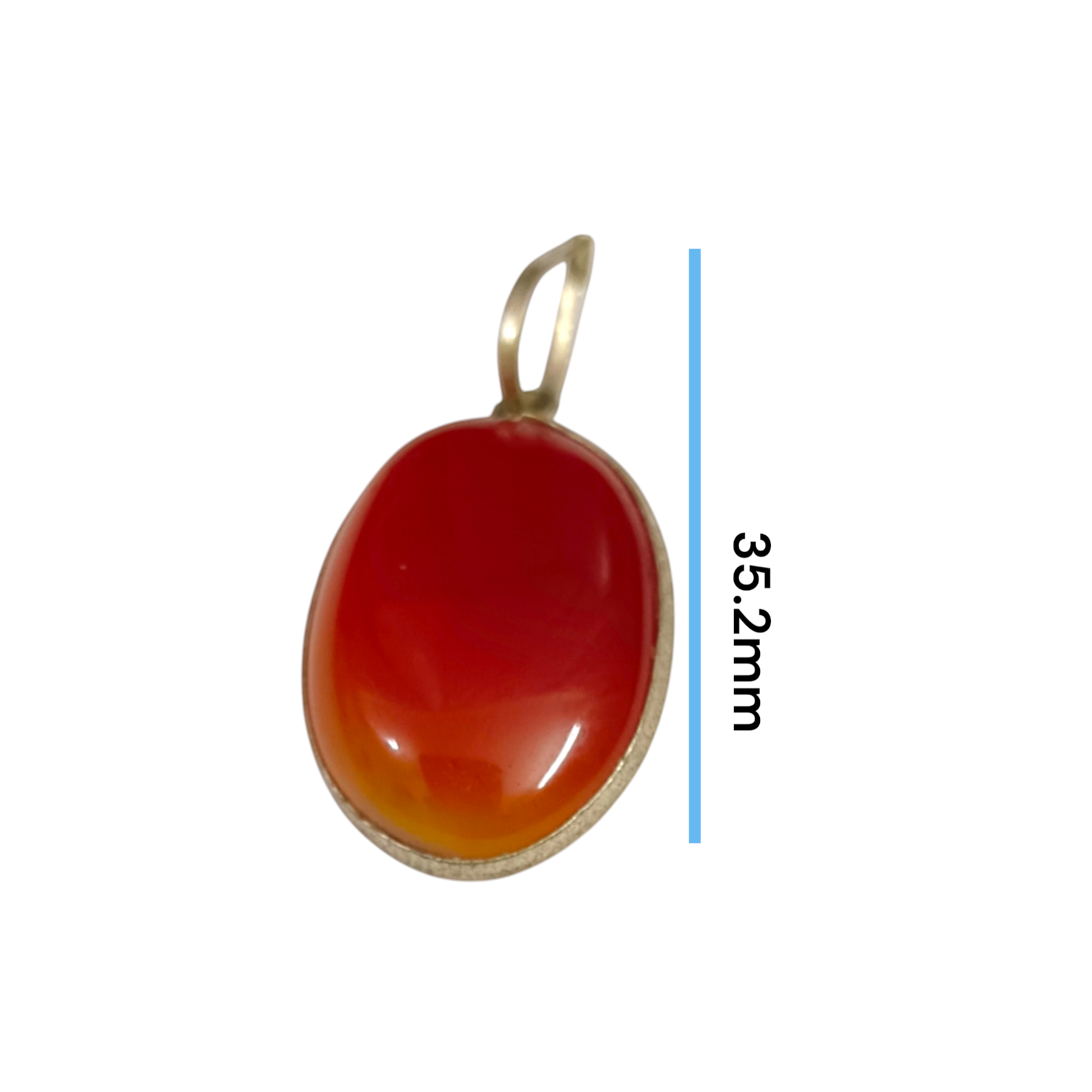 Close-up of the Original Orange Aventurine Pendant on a necklace, showing its vibrant orange hue and smooth, polished surface.