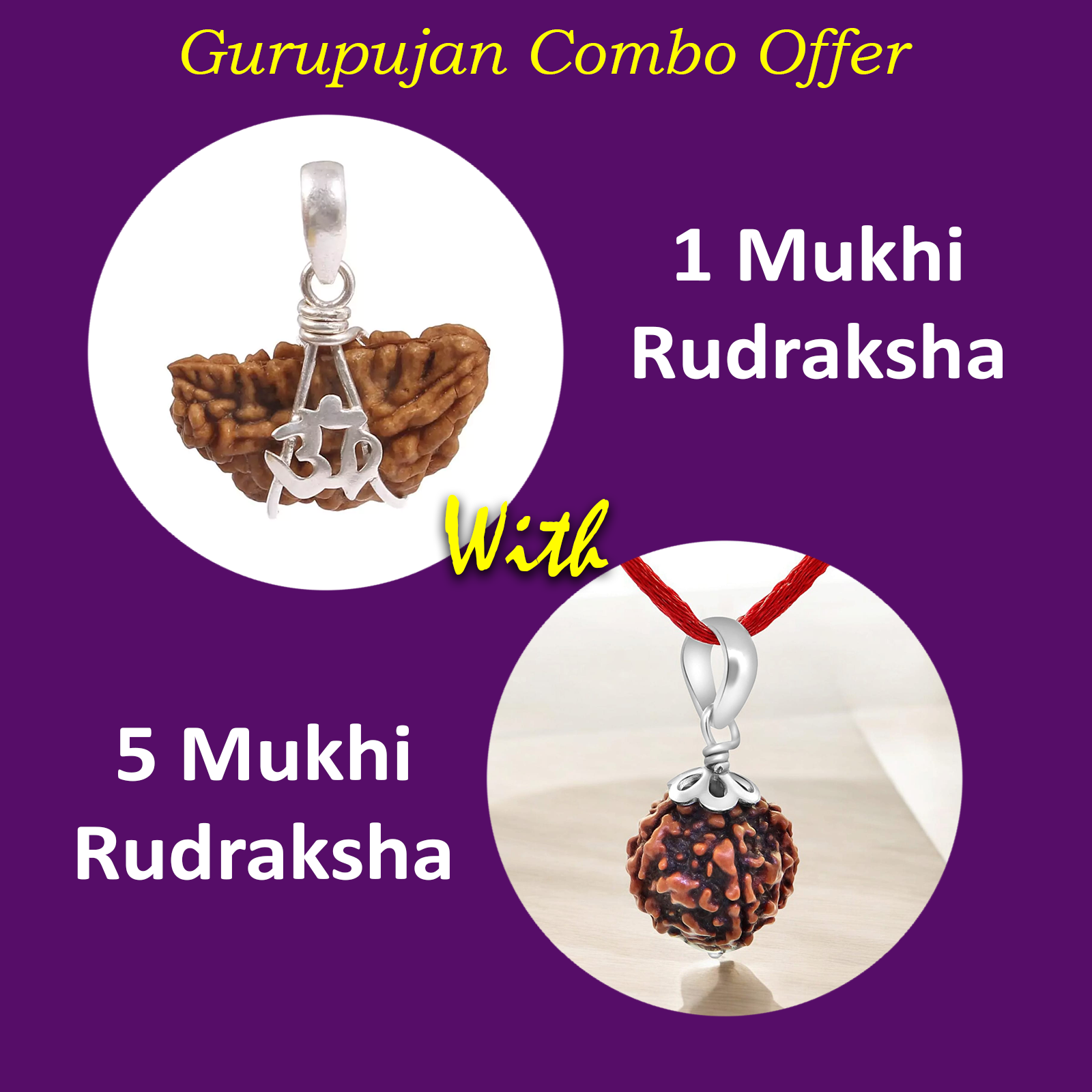Combo of 1 Mukhi Rudraksha and 5 Mukhi Rudraksha, showcasing the sacred beads for spiritual growth and healing.
