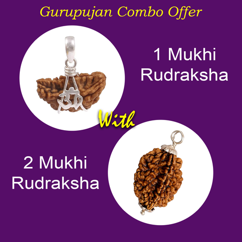 Combo of 1 Mukhi & 2 Mukhi Rudraksha Pendant | Lab Certified Spiritual Beads