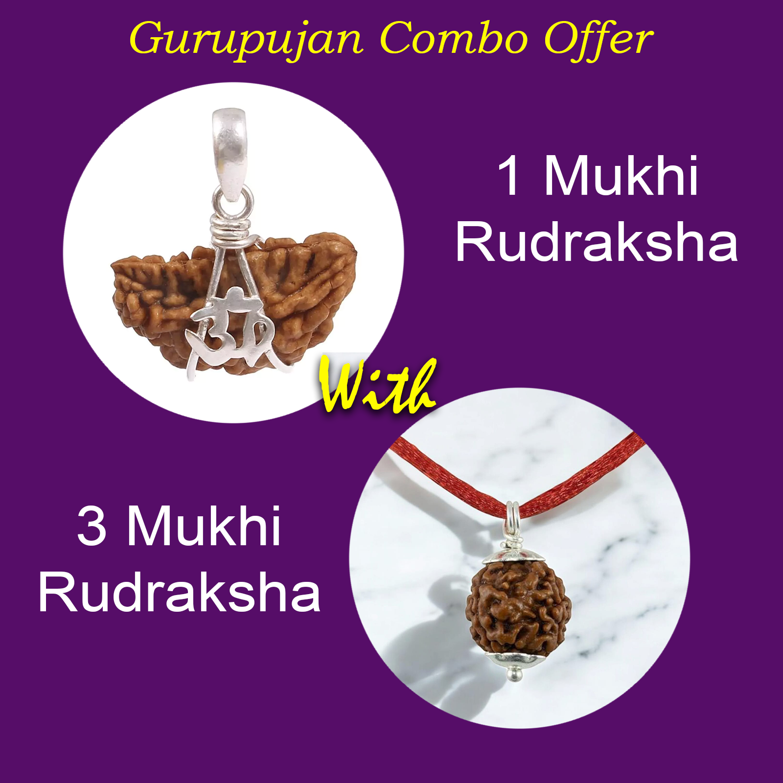 Combo of 1 Mukhi and 3 Mukhi Rudraksha beads Lab Certified for students, enhancing focus, mental clarity, and academic success