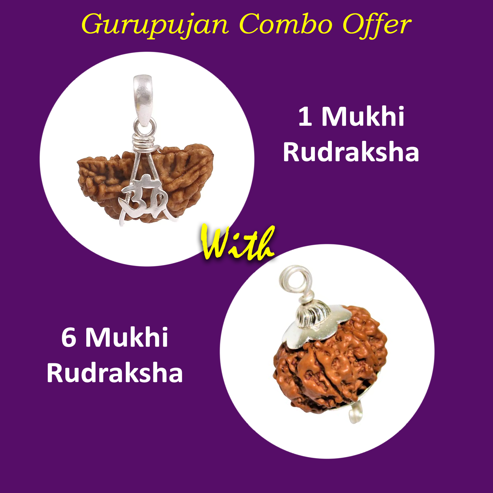 Combo of 1 Mukhi and 6 Mukhi Rudraksha Lab Certified beads for spiritual growth, confidence, and success.