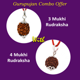 Combo of 3 Mukhi and 4 Mukhi Rudraksha Lab Certified beads for transformation, wisdom, and success