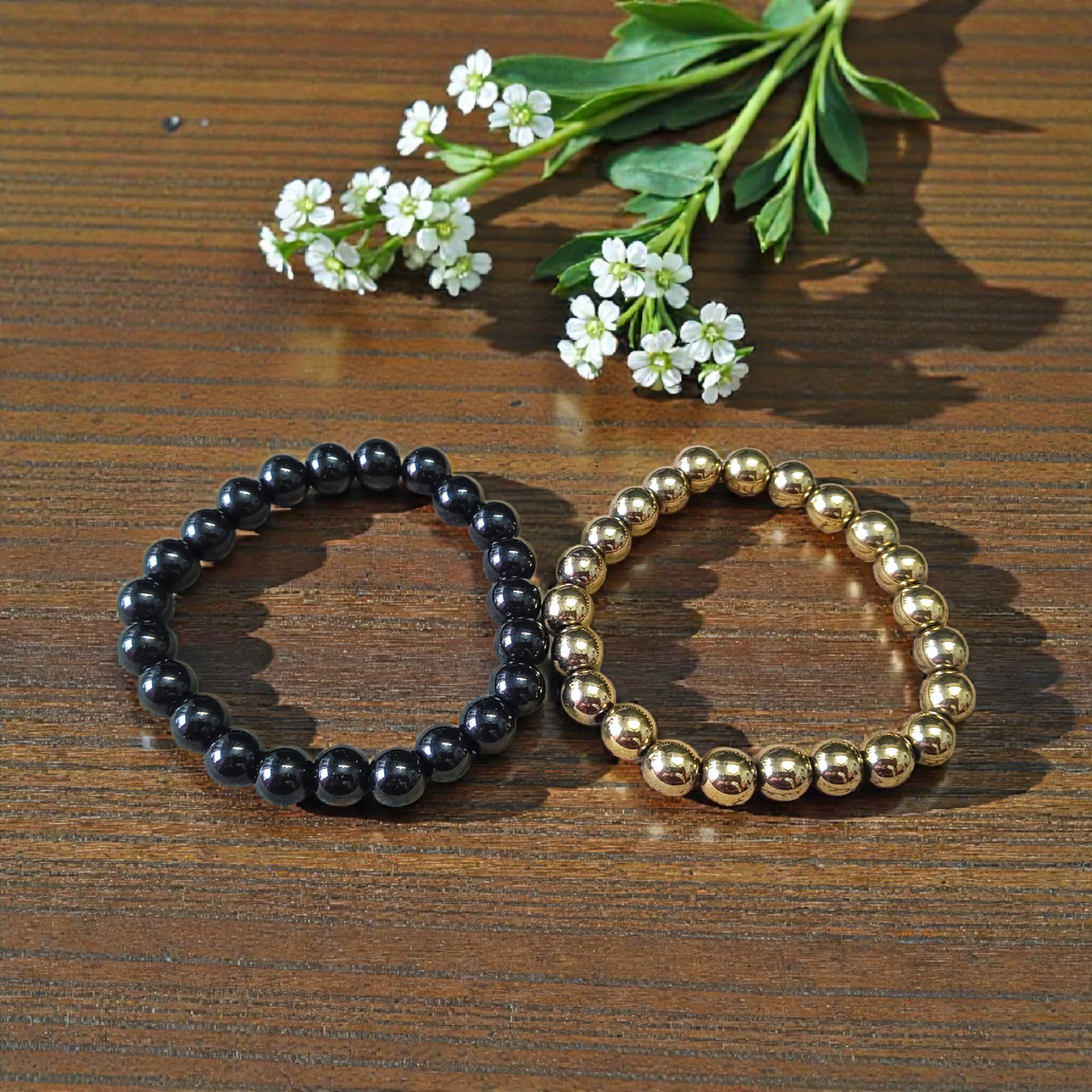 Combo of Golden Pyrite and Black Obsidian Bracelet - Richi Rich Combo - 8mm - Lab Certified - Gurupujan