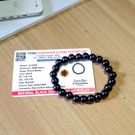 Combo of Golden Pyrite and Black Obsidian Bracelet - Richi Rich Combo - 8mm - Lab Certified - Gurupujan