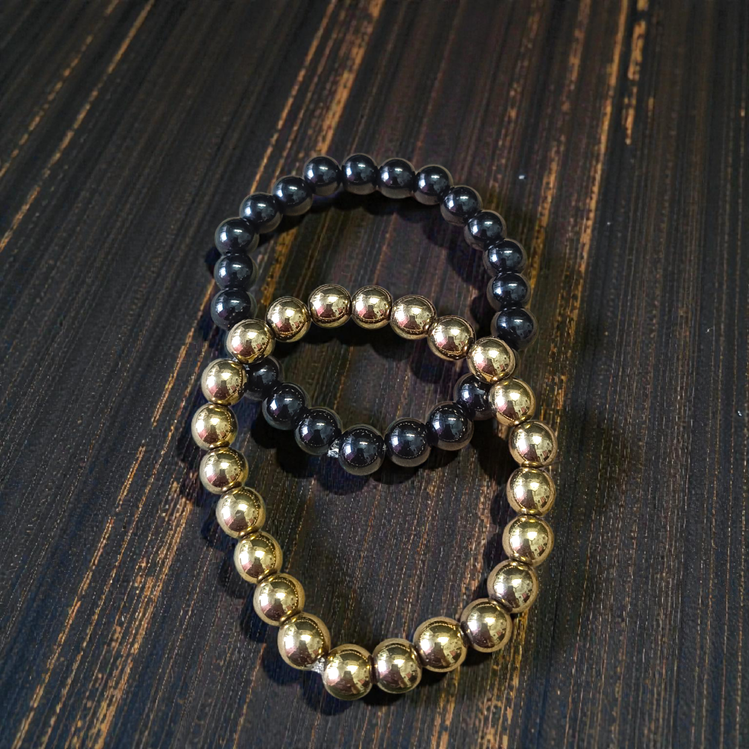 Combo of Golden Pyrite and Black Obsidian Bracelet - Richi Rich Combo - 8mm - Lab Certified - Gurupujan