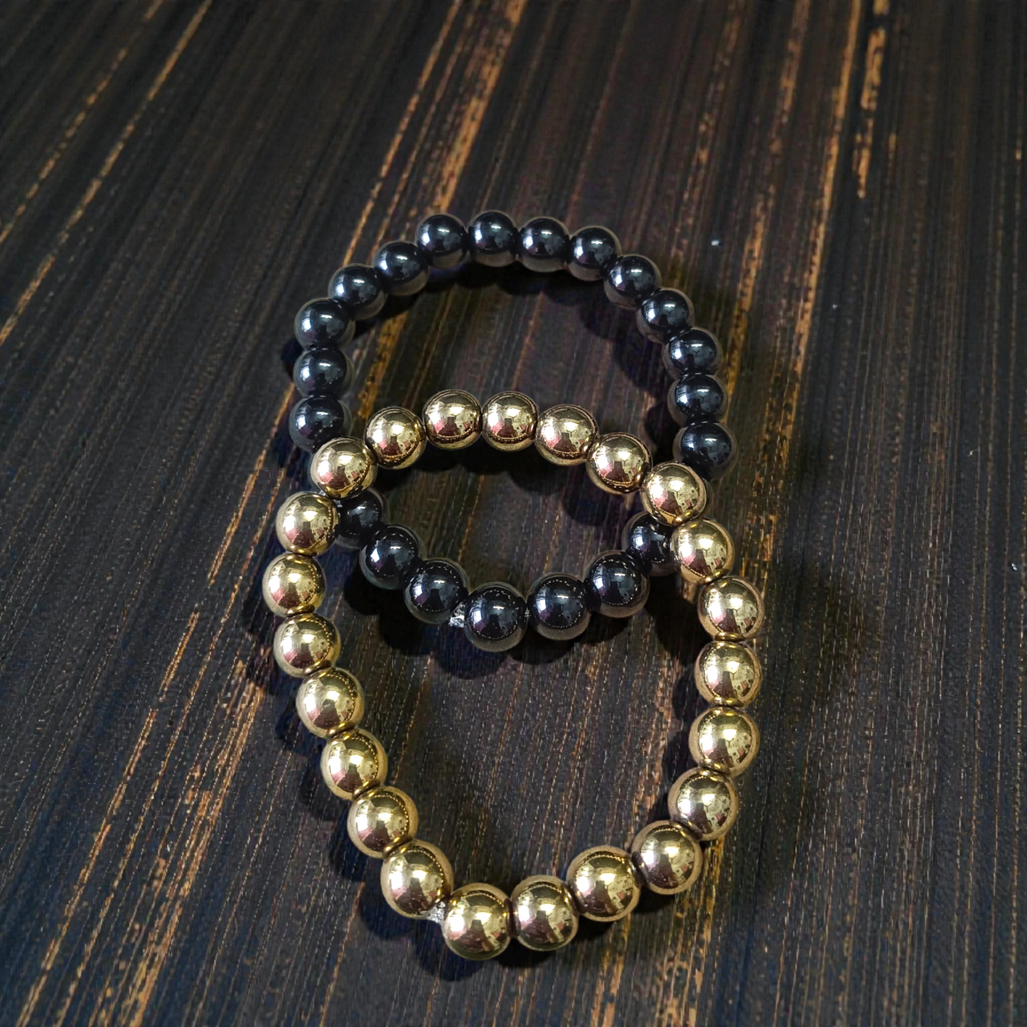 Combo of Golden Pyrite and Black Obsidian Bracelet - Richi Rich Combo - 8mm - Lab Certified - Gurupujan