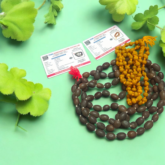  Combo of Kamal Gutta Mala and Haldi Mala, lab-certified, for meditation and spiritual healing.