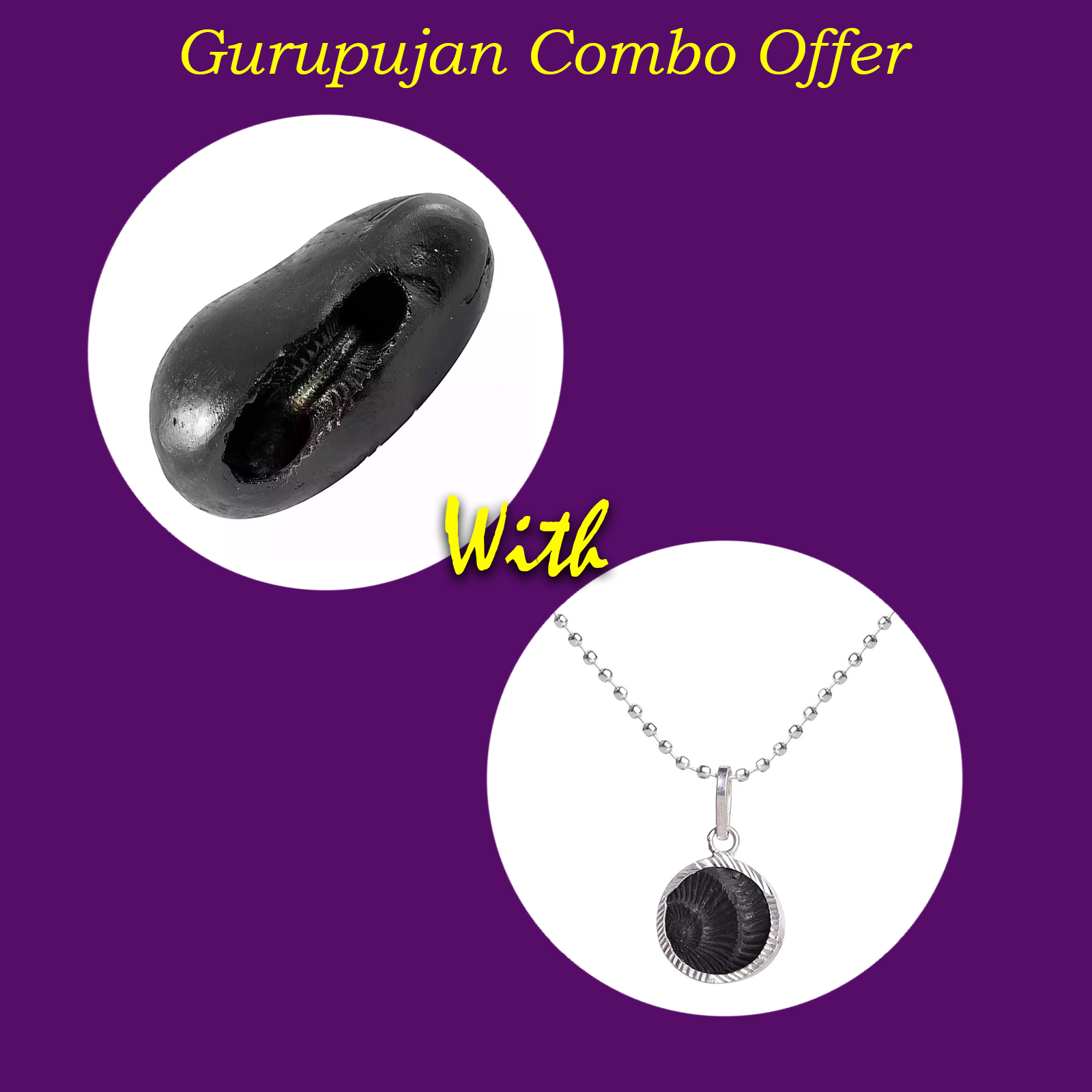 Combo of Laxmi Narayan Shaligram and Shaligram Pendant – Lab Certified – Gurupujan