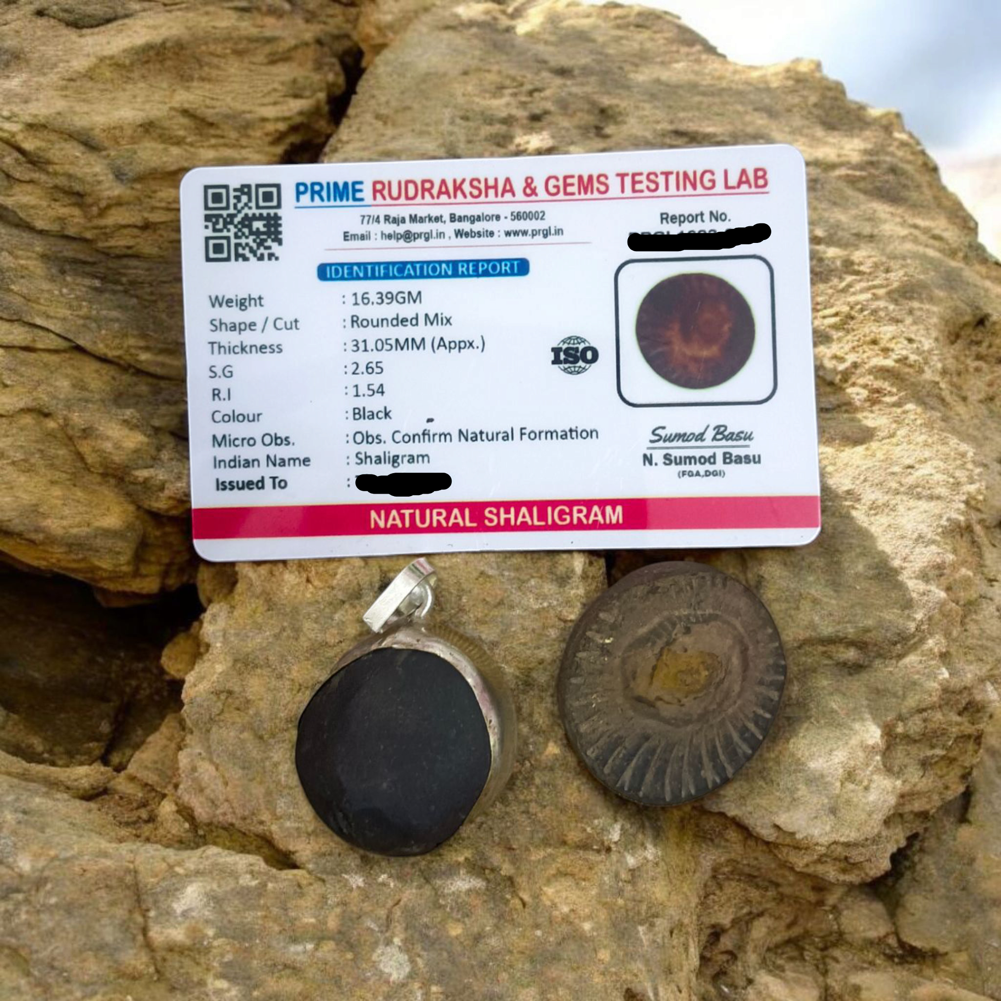 Combo of Sudarshan Shaligram and Shaligram Pendant – Lab Certified