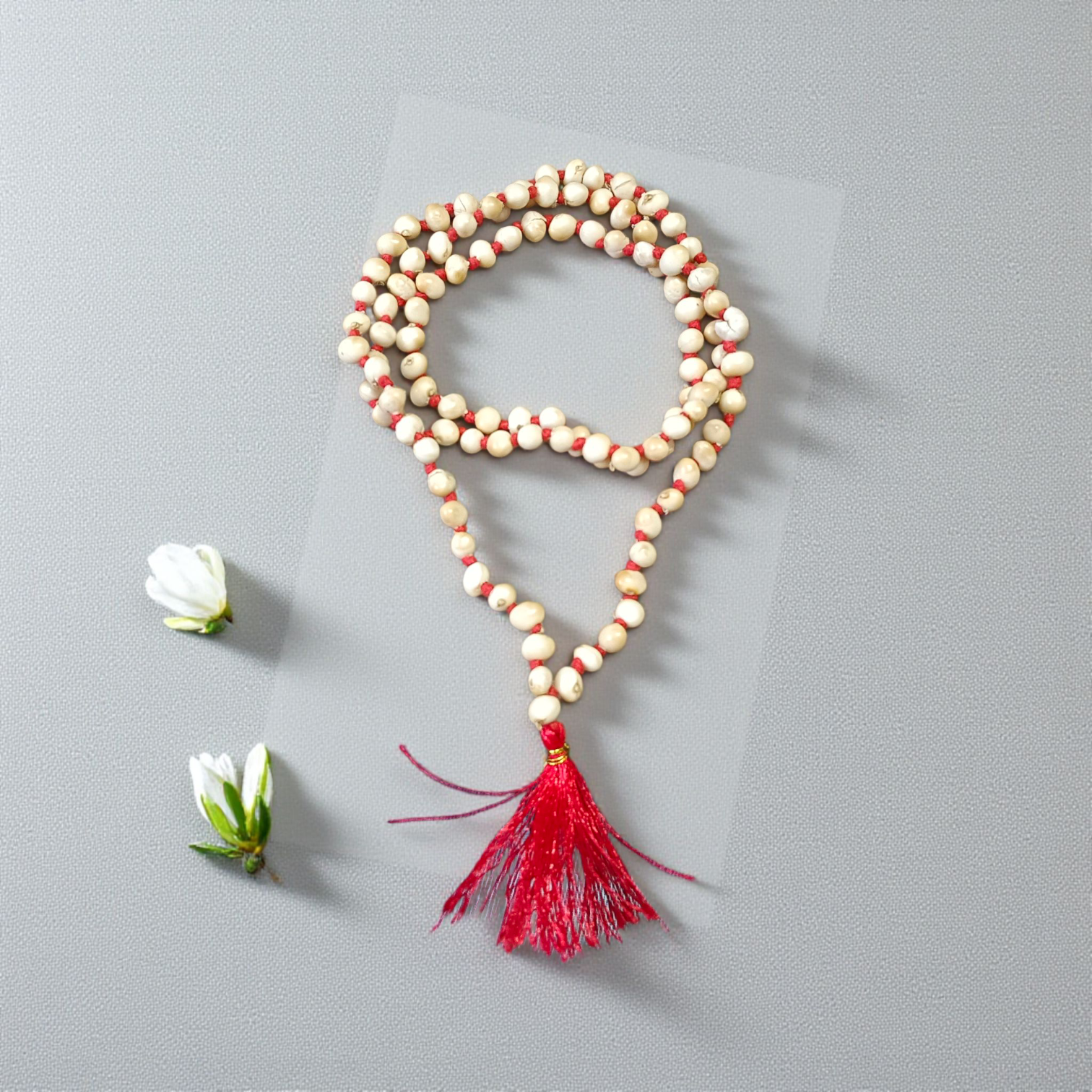 Combo of White and Red Gunja Mala made of 108+1 original seeds – lab certified, ideal for Hanuman bhakti, Tantra, and spiritual rituals