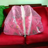 Comfortable Laddu Gopal bed with mosquito net and pillows for a peaceful and divine rest, ideal for idols of size 0-6 No.